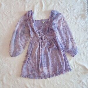 Miss Selfridge Sheer Lilac Fairy core Top Long Sleeve Size 8 US